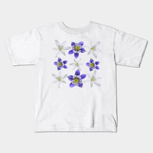 Star Of Bethlehem And Colorado Blue Columbine Pattern Kids T-Shirt